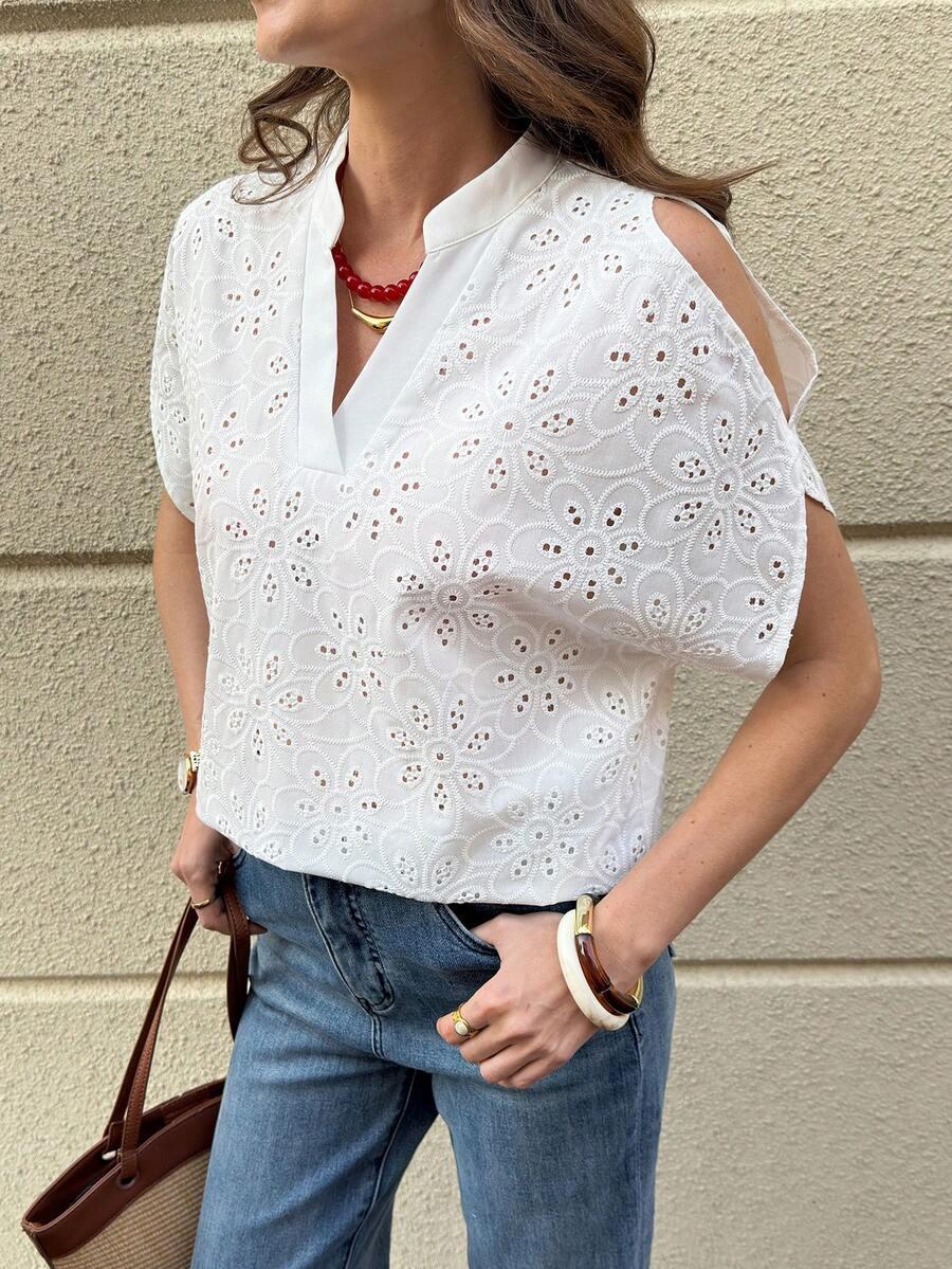 BIAŁA BLUZKA V-NECK 