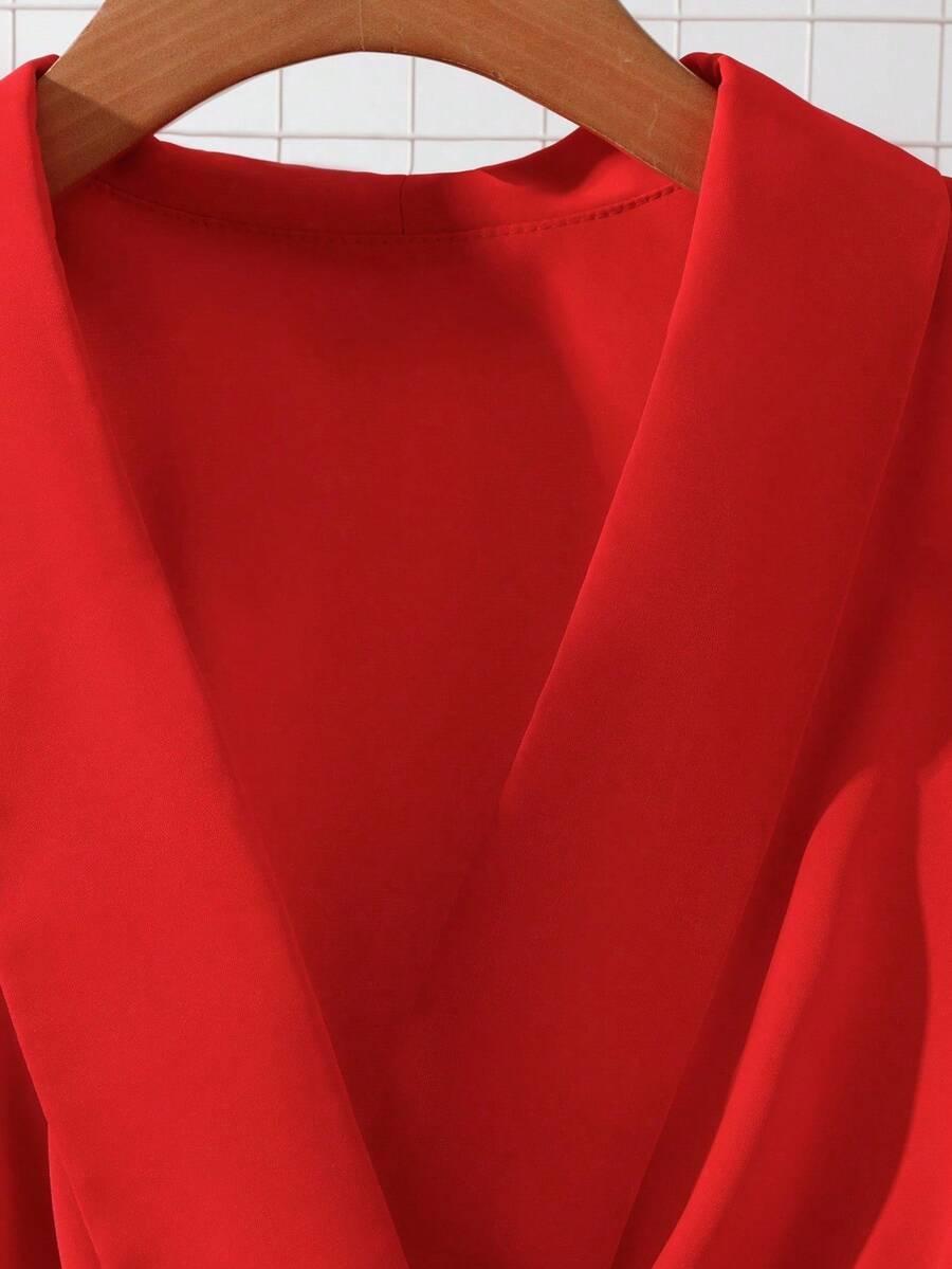 CZERWONA SUKIENKA V-NECK