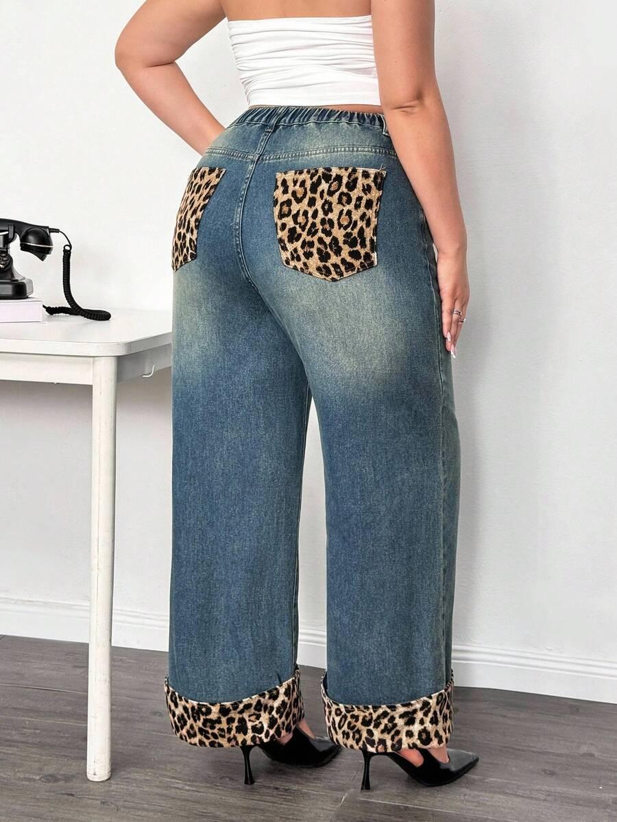 spodnie jeans animal print