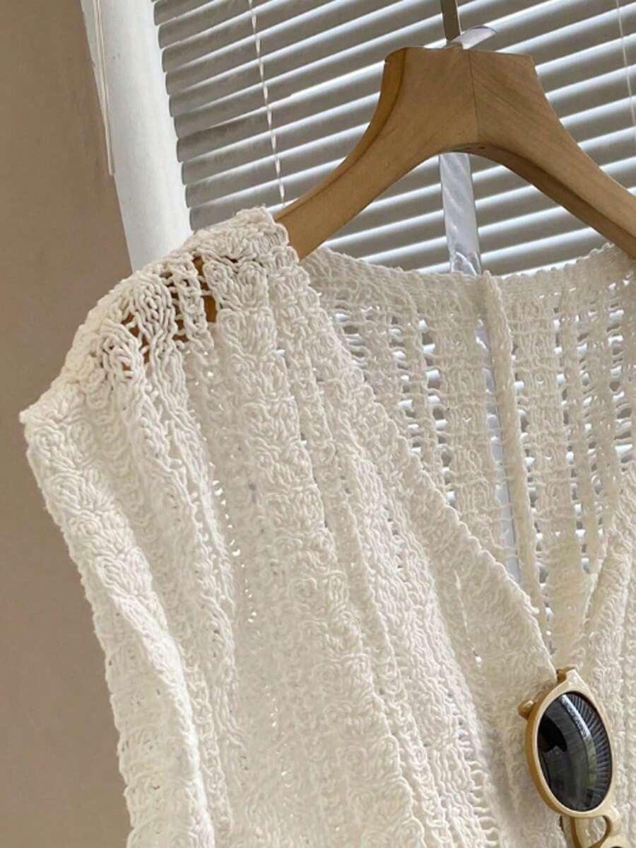 AŻUROWA KAMIZELKA V-NECK