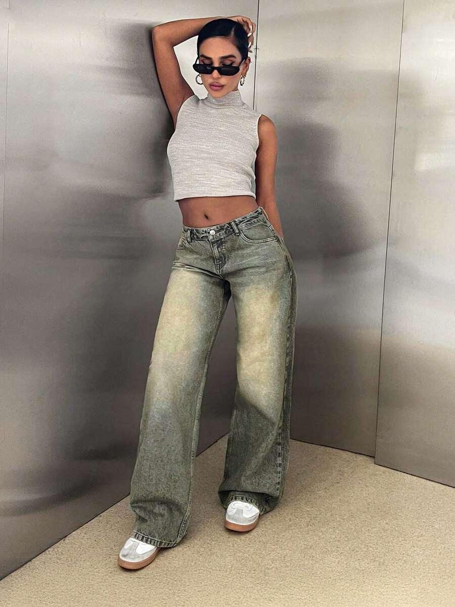 SZEROKIE SPODNIE JEANS