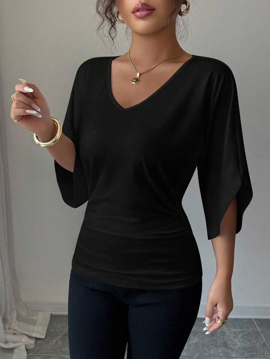 czarna bluzka v-neck 