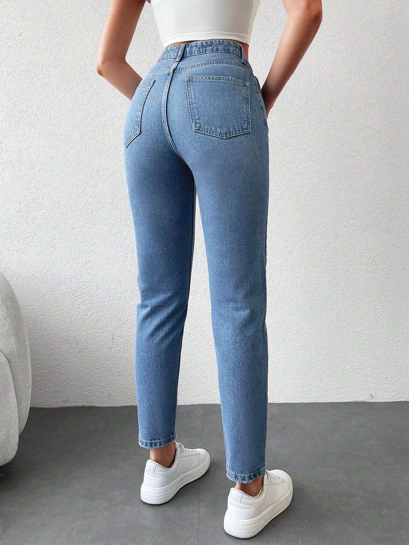 NIEBIESKIE SPODNIE MOM JEANS