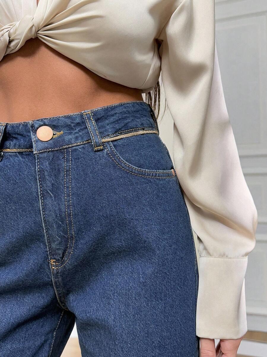 GRANATOWE SPODNIE JEANS 