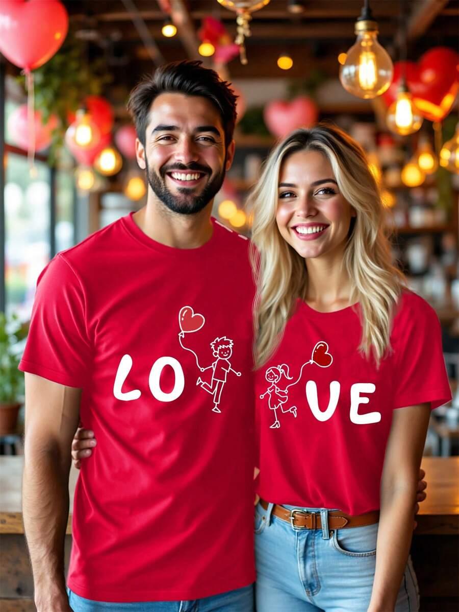 CZERWONy t-shirt Z NADRUKIEM