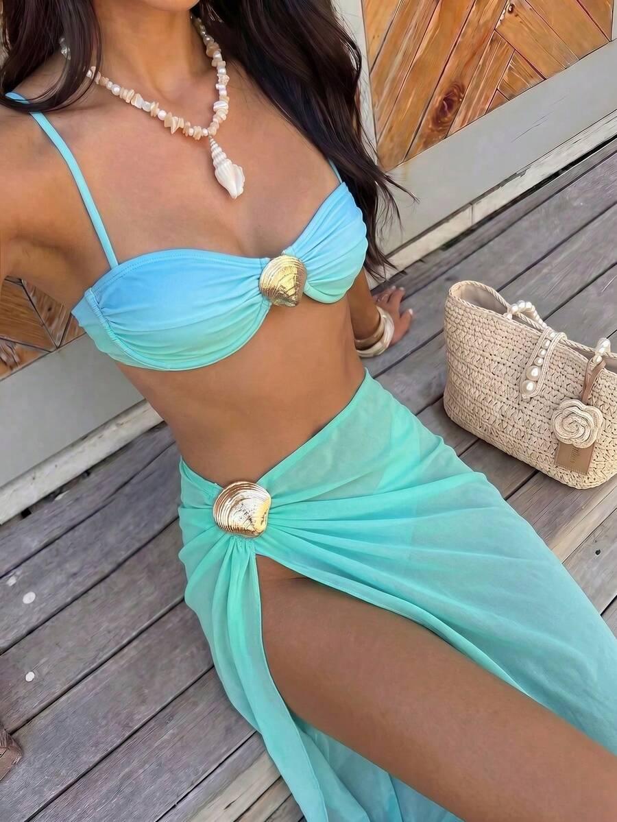 TRZYCZĘŚCIOWY KOMPLET BIKINI WZÓR OMBRE