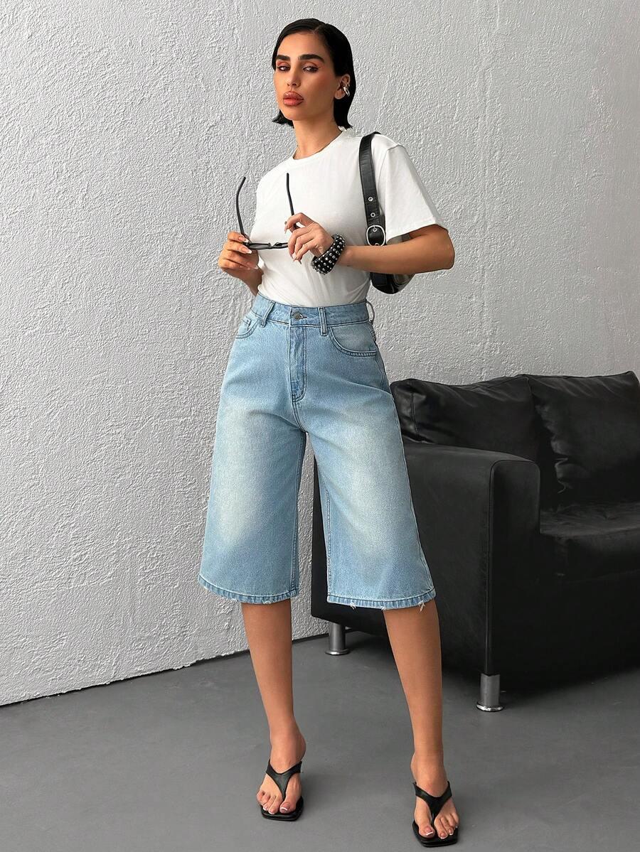 spodenki jeans wysoki stan