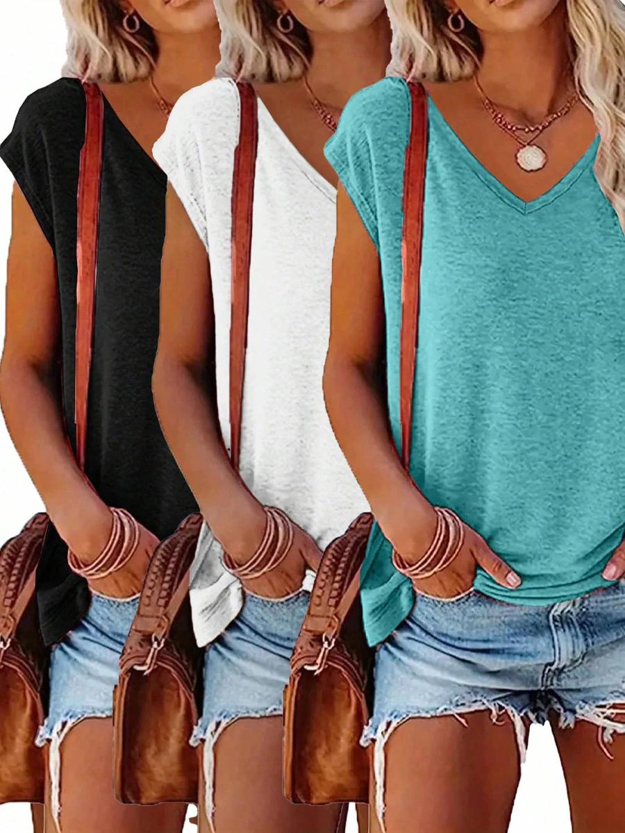 bluzka v-neck 3-pack