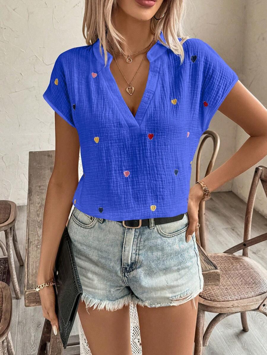NIEBIESKA BLUZKA V-NECK