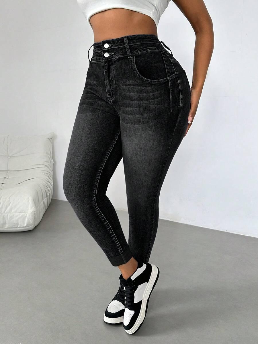 CZARNE SPODNIE JEANS 