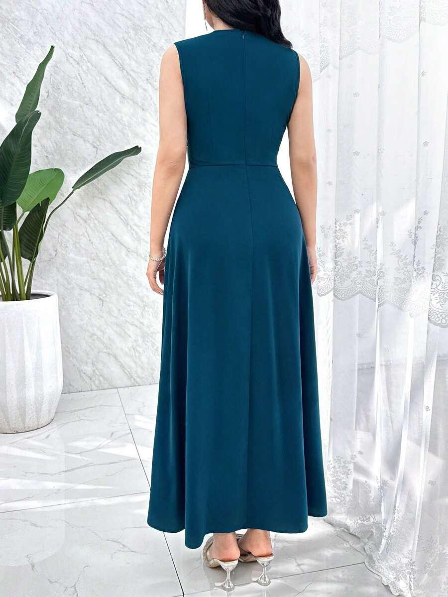ELEGANCKA SUKIENKA MIDI Z KOPERTOWYM DEKOLTEM 