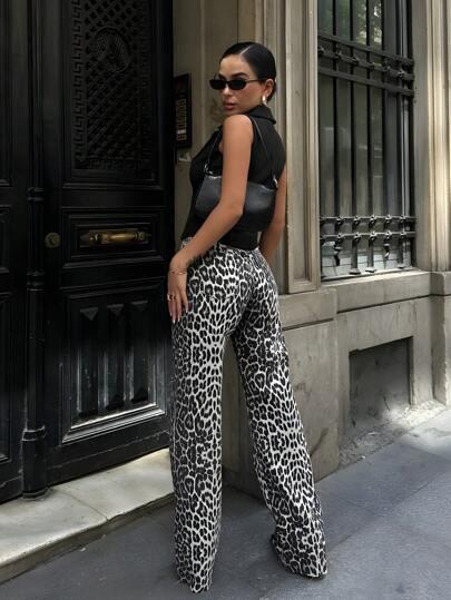  spodnie jeans animal print 