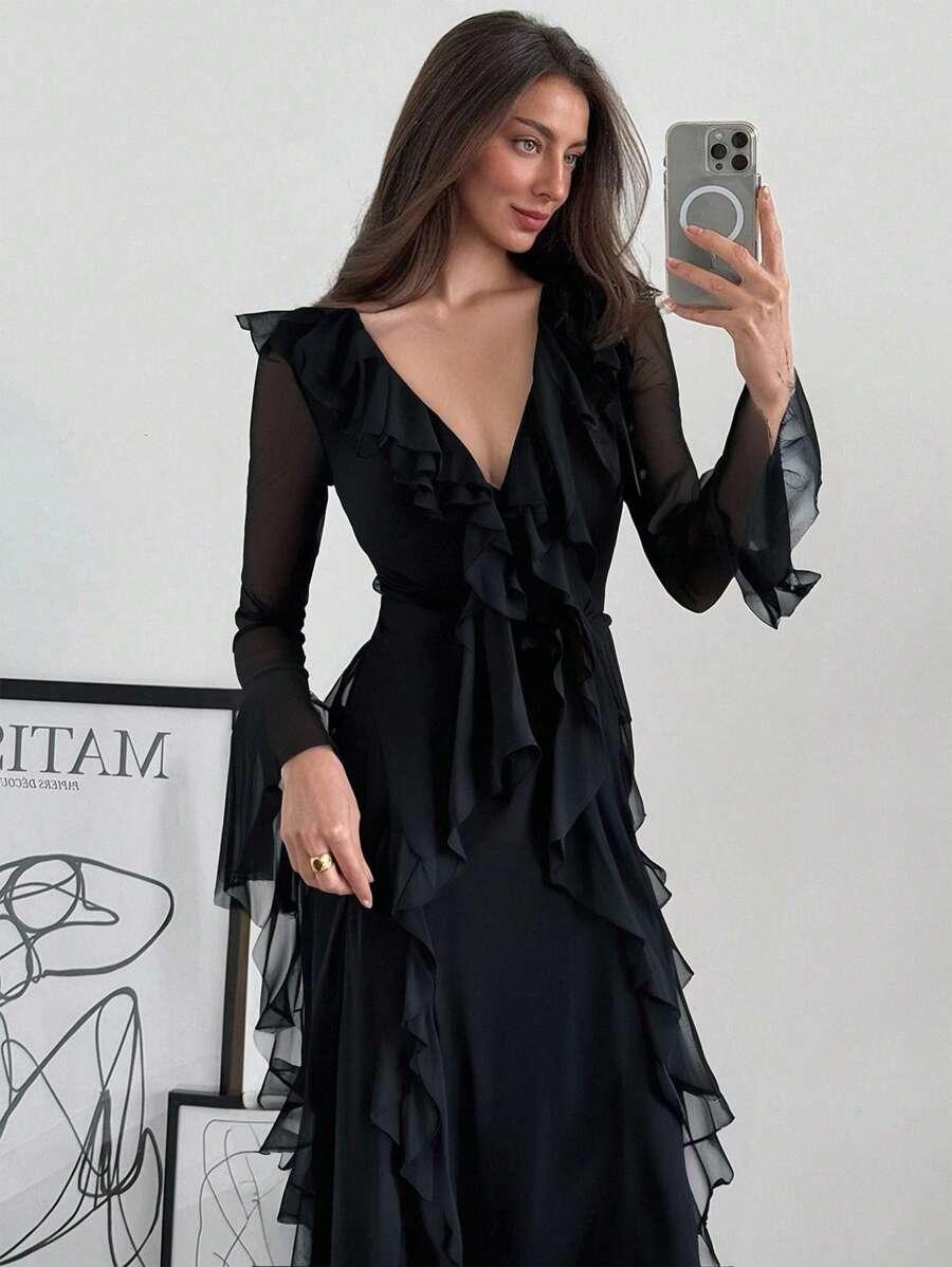 CZARNA MAXI SUKIENKA