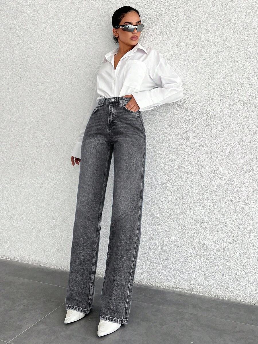 SZARE SPODNIE JEANS 