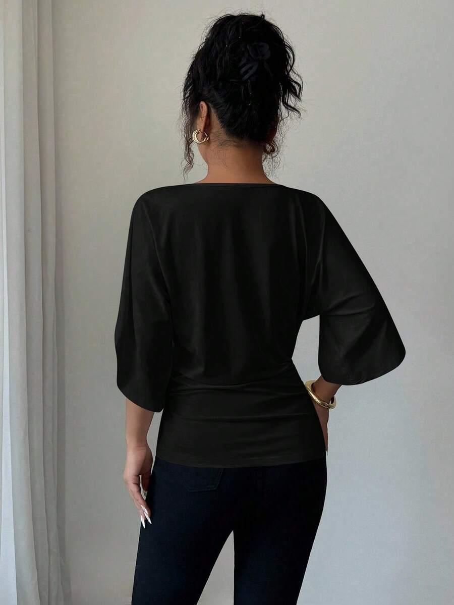 czarna bluzka v-neck 