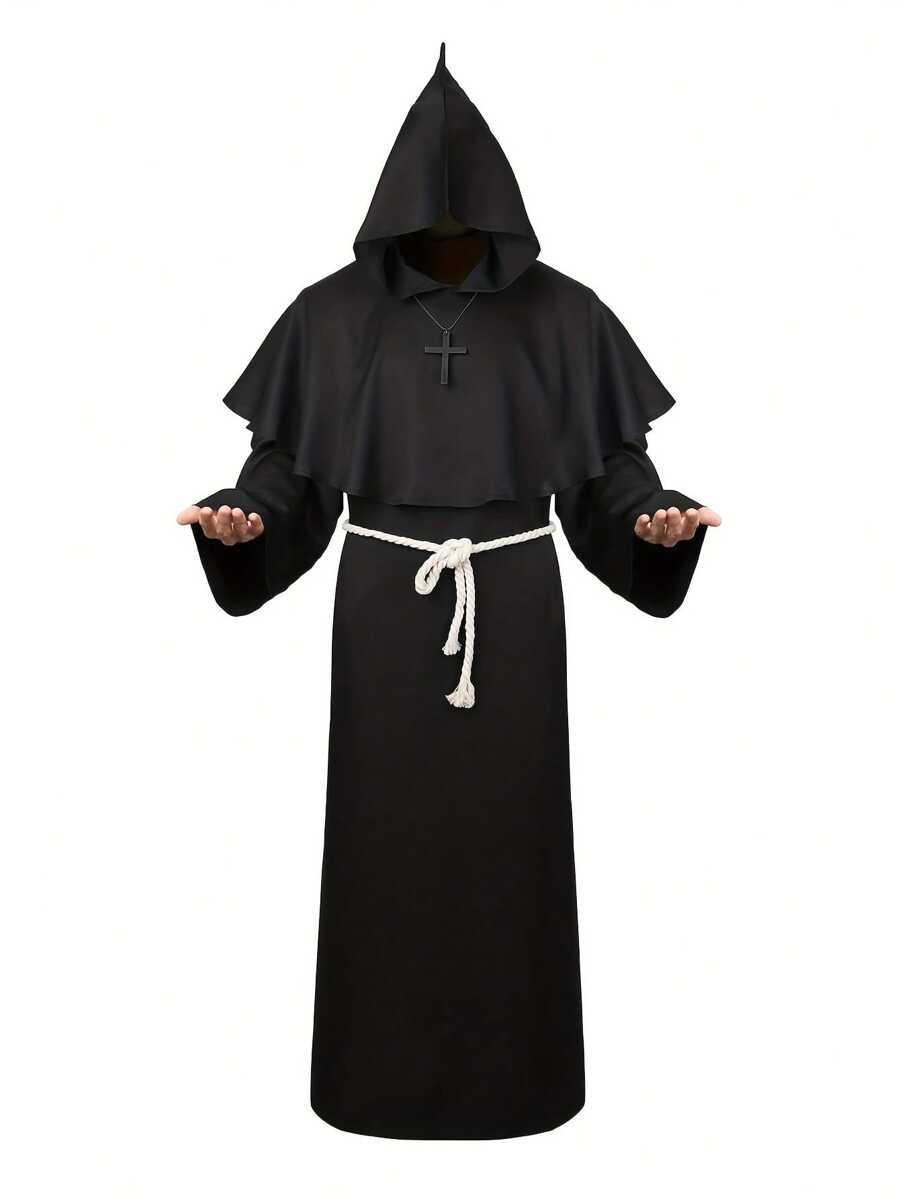 CZARNY KOSTIUM ŚREDNIOWIECZNA MNISIA SZATA