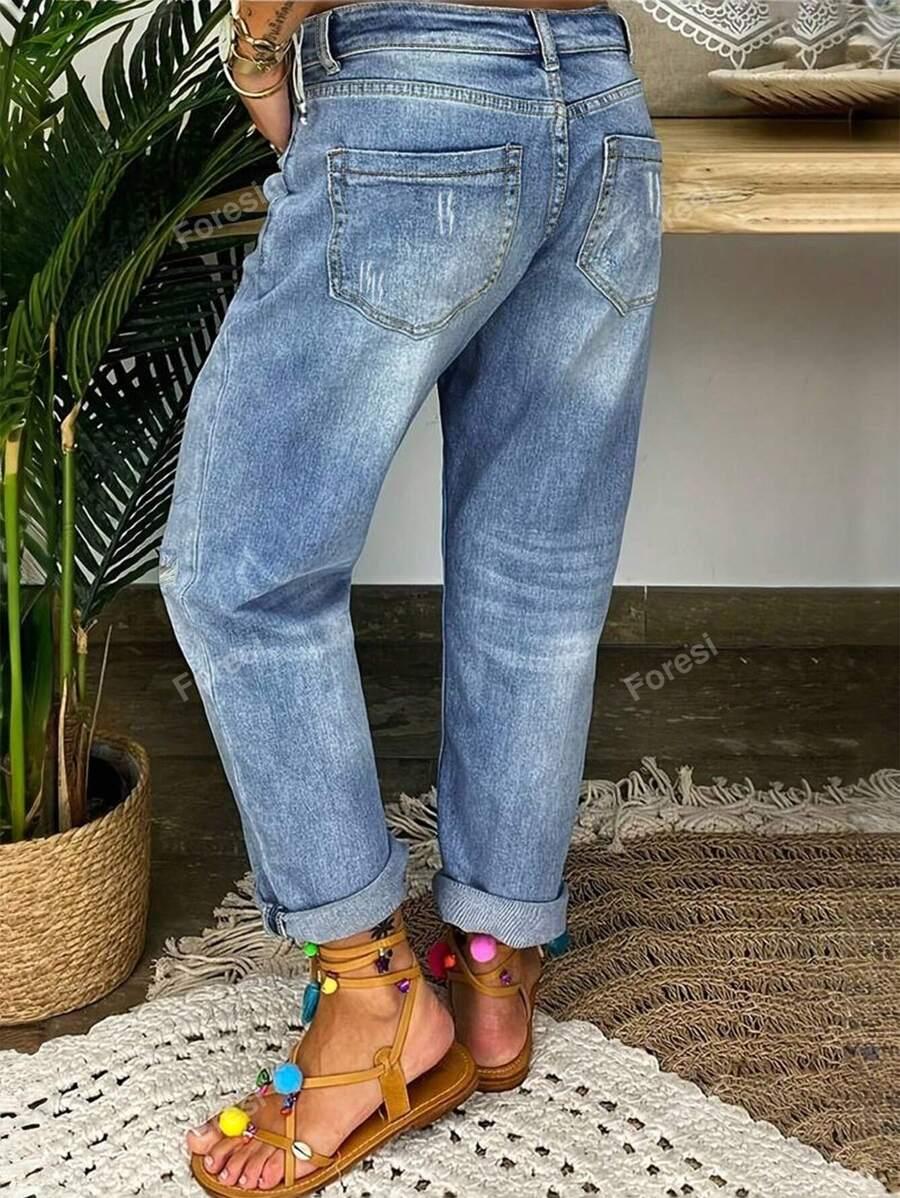 NIEBIESKIE JEANSY GUZIKI 