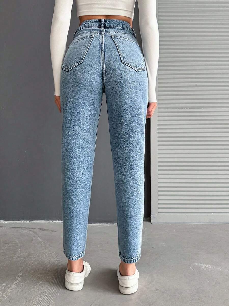 NIEBIESKIE SPODNIE MOM JEANS