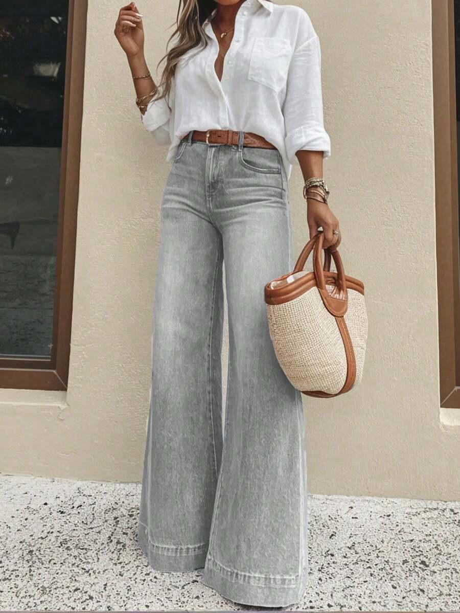 SZARE SPODNIE JEANS 