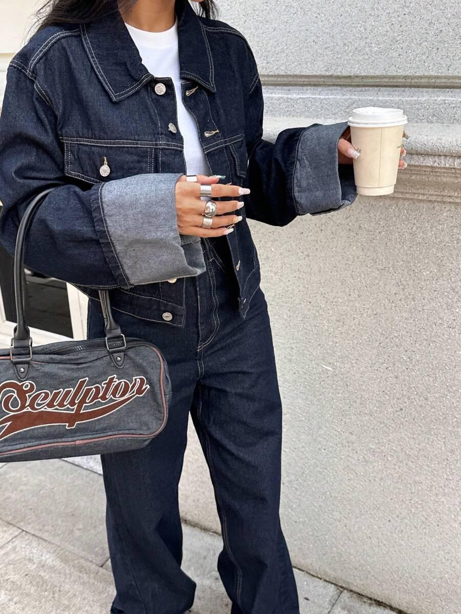 GRANATOWA KURTKA JEANS