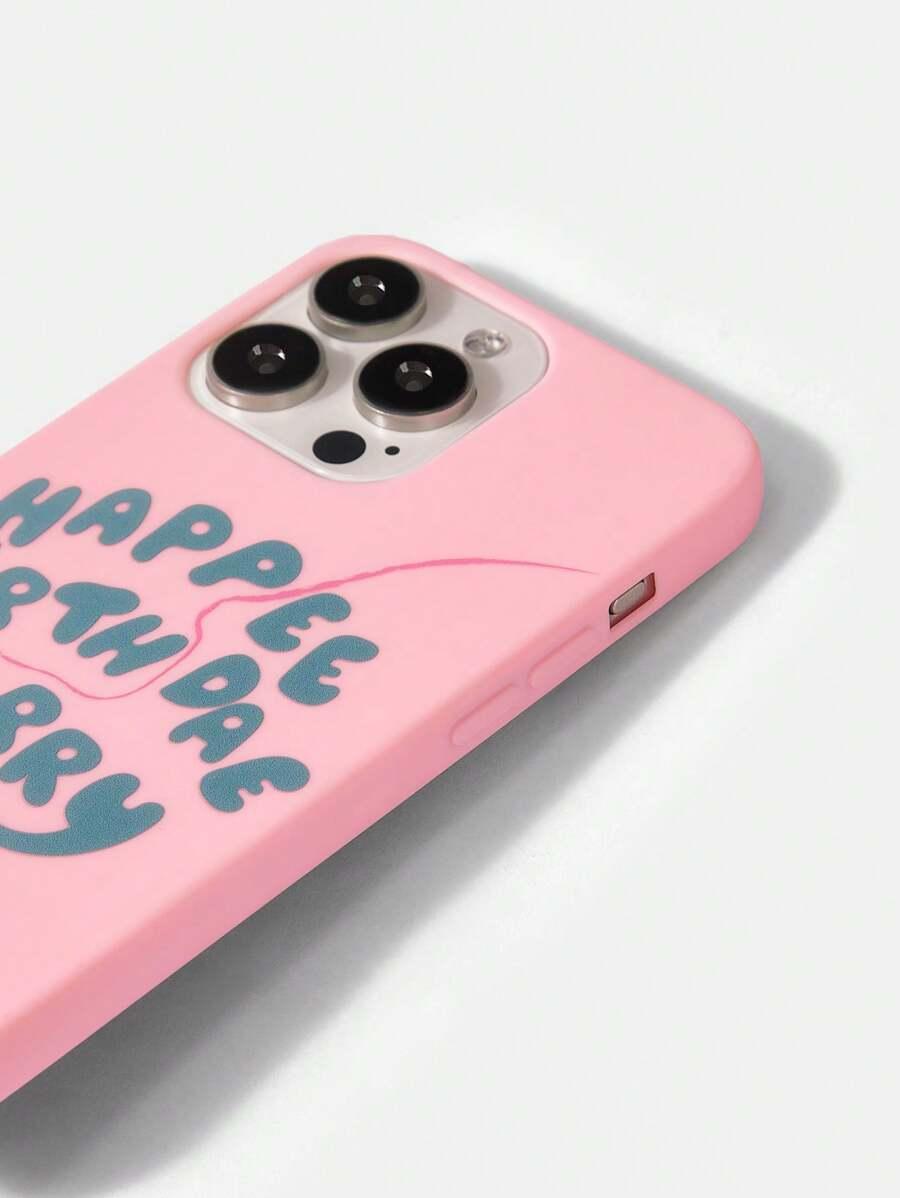 różowe etui napisy iphone 16