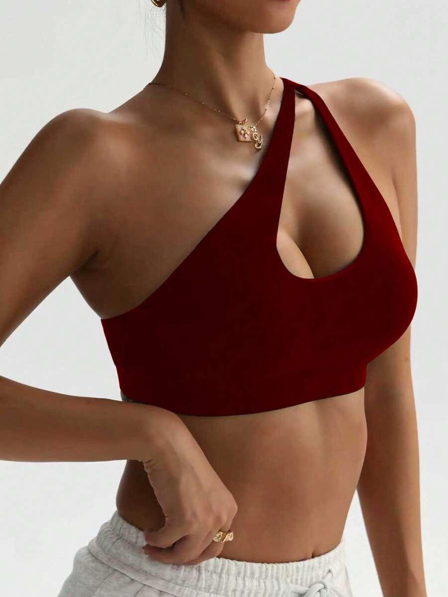 czerwony top asymetria 