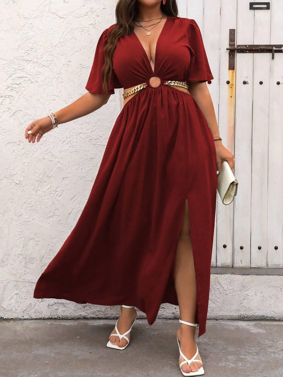 burgundowa maxi sukienka