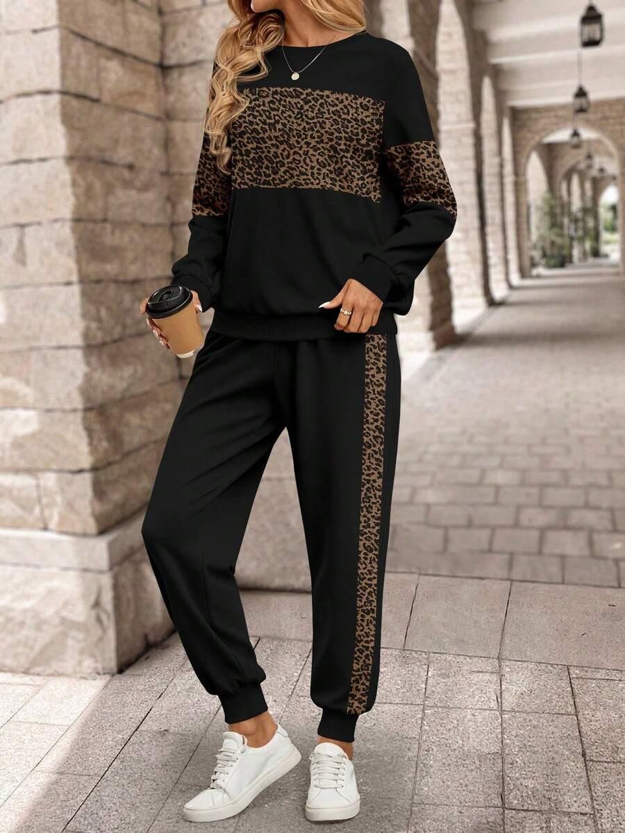 bluza spodnie komplet animal print