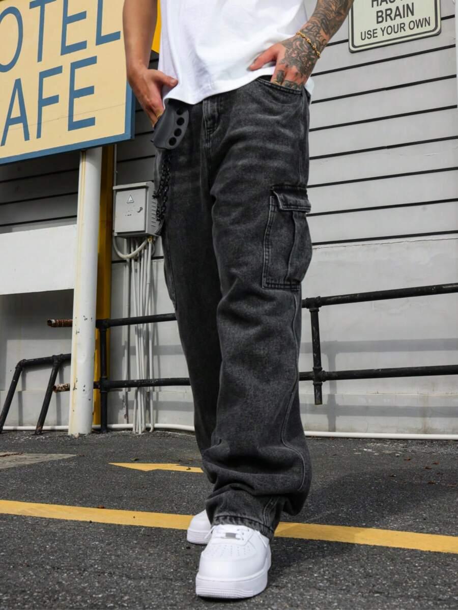 czarne spodnie jeans kieszenie 