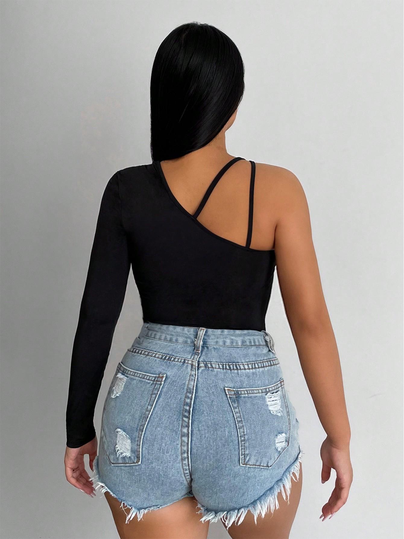 czarny top asymetria