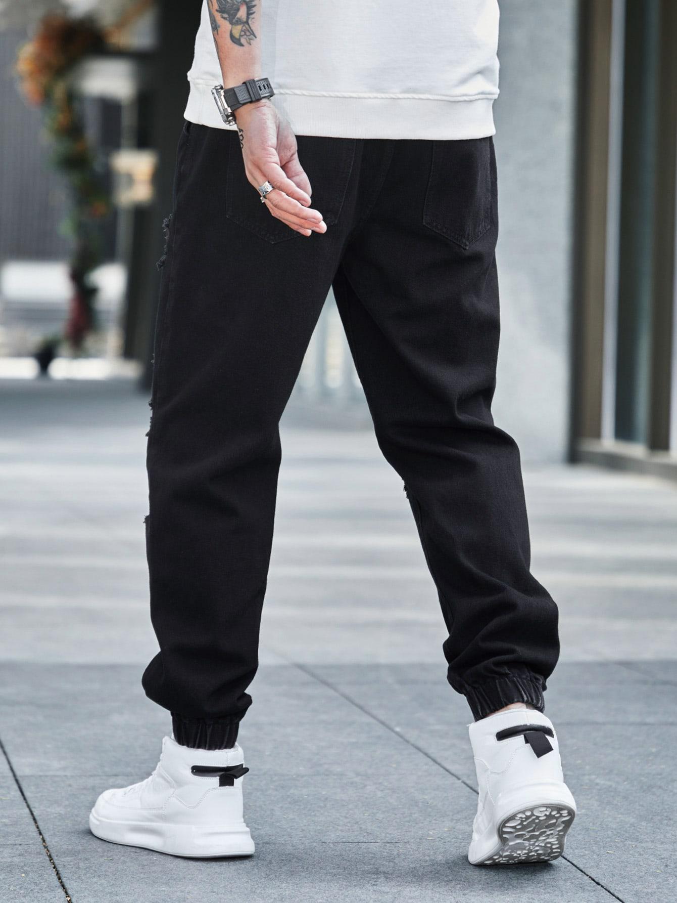 CZARNE SPODNIE JEANS RIPPED