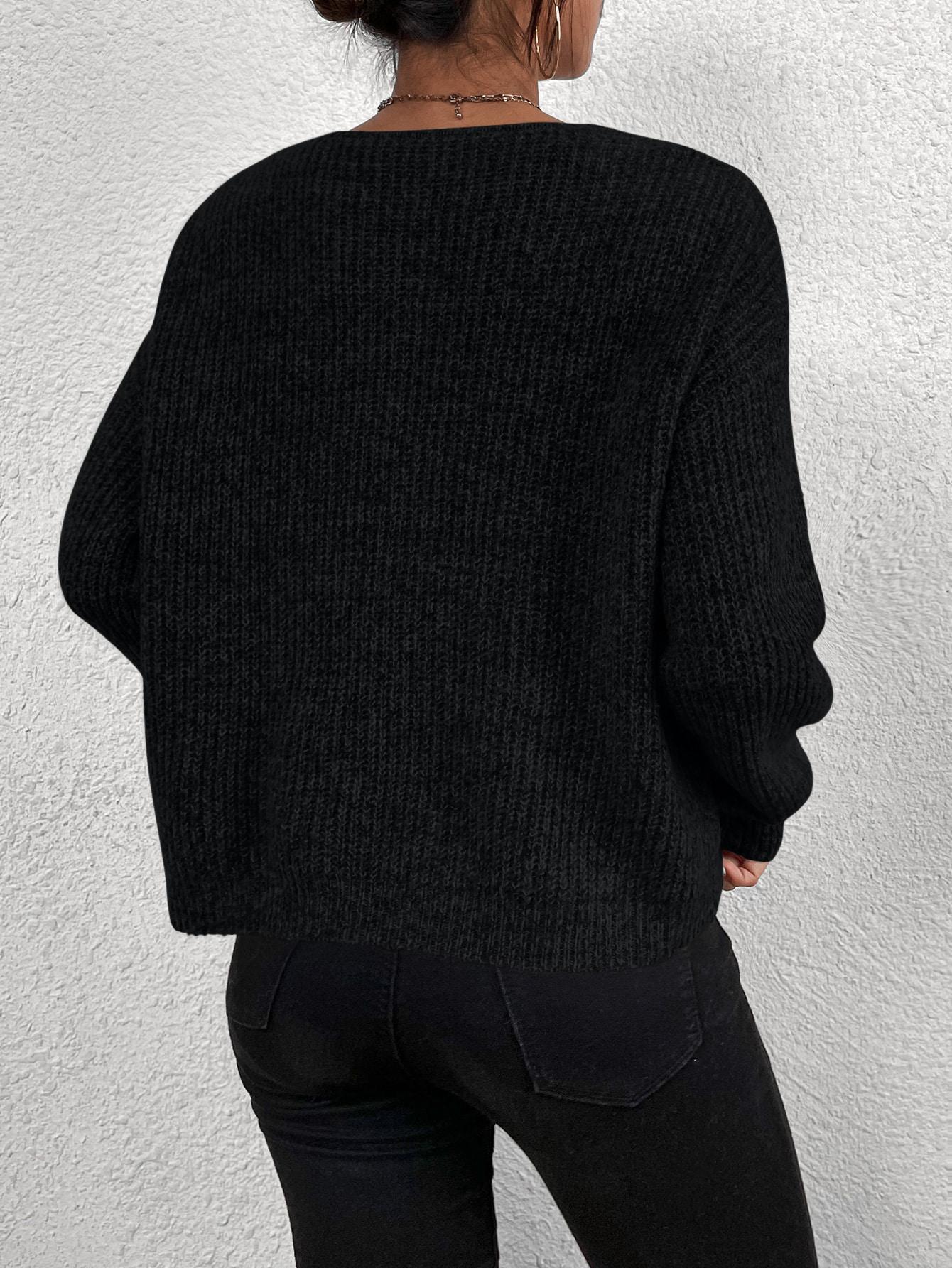 CZARNY SWETER V-NECK