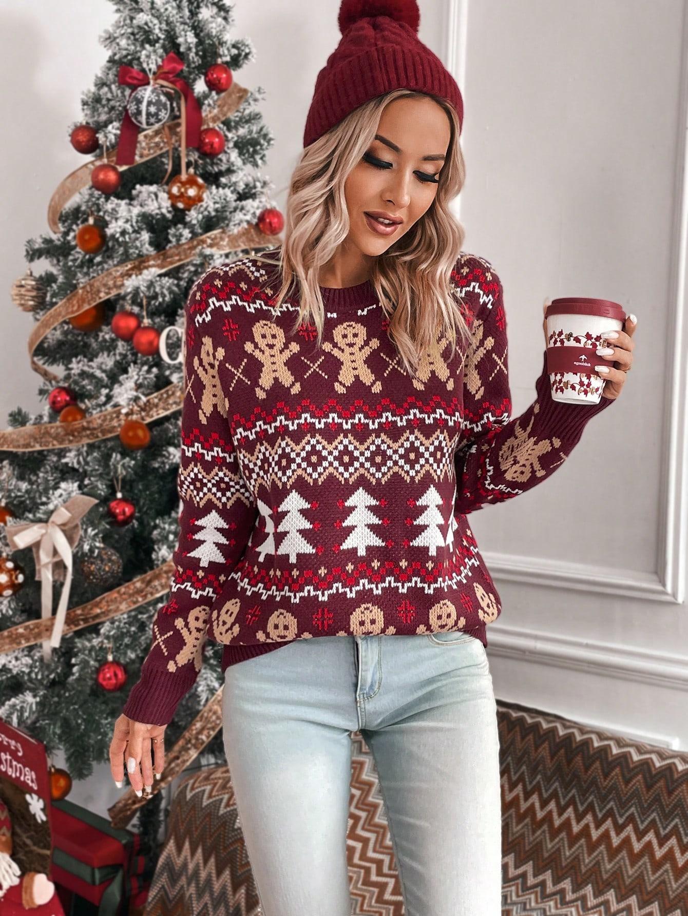 SWETER DZIANINOWY ŚWIĄTECZNY WZÓR 