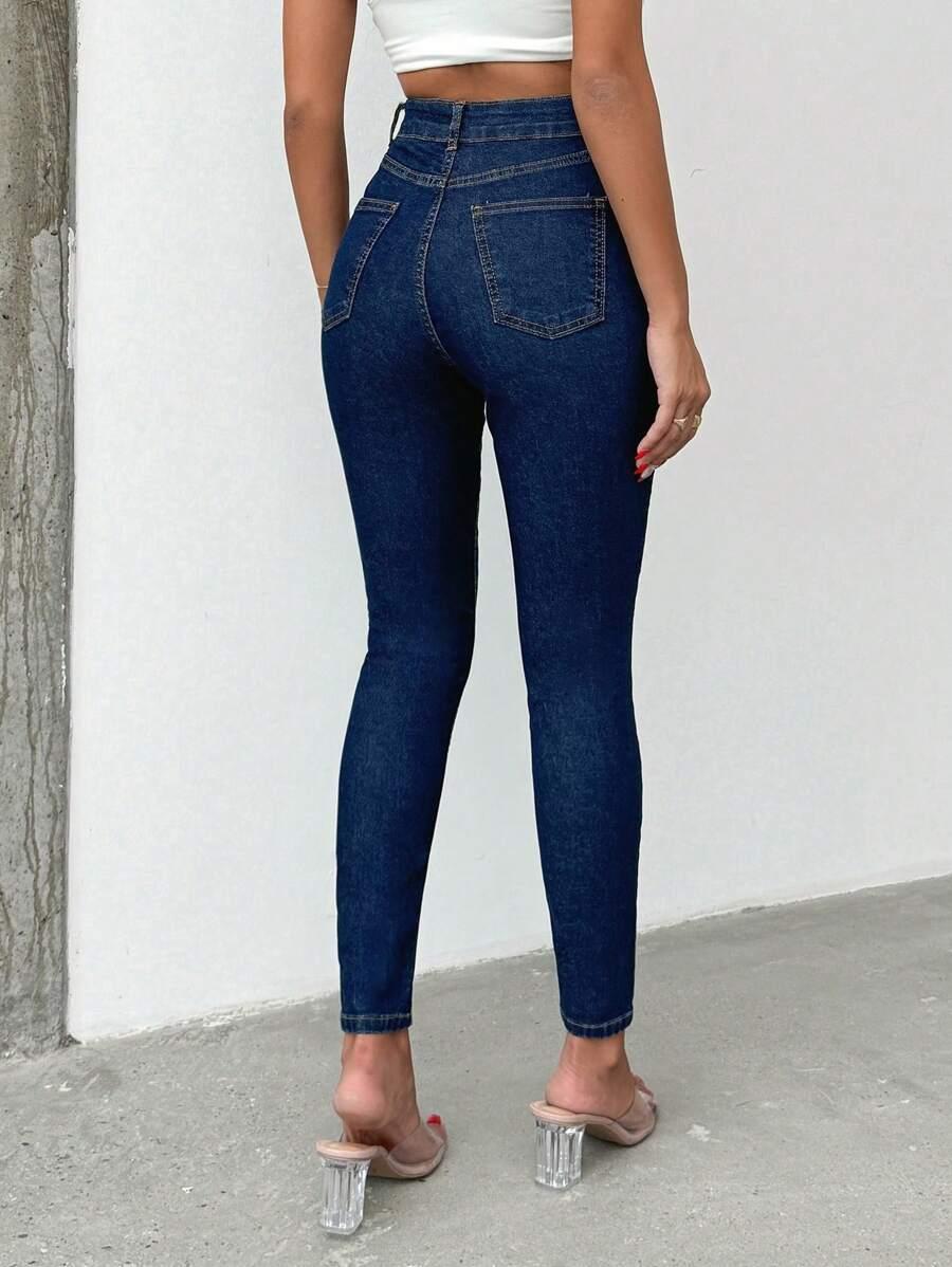GRANATOWE JEANSY RURKI 