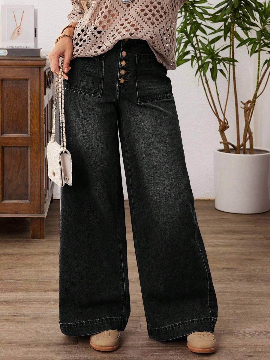 czarne spodnie jeans kieszenie 
