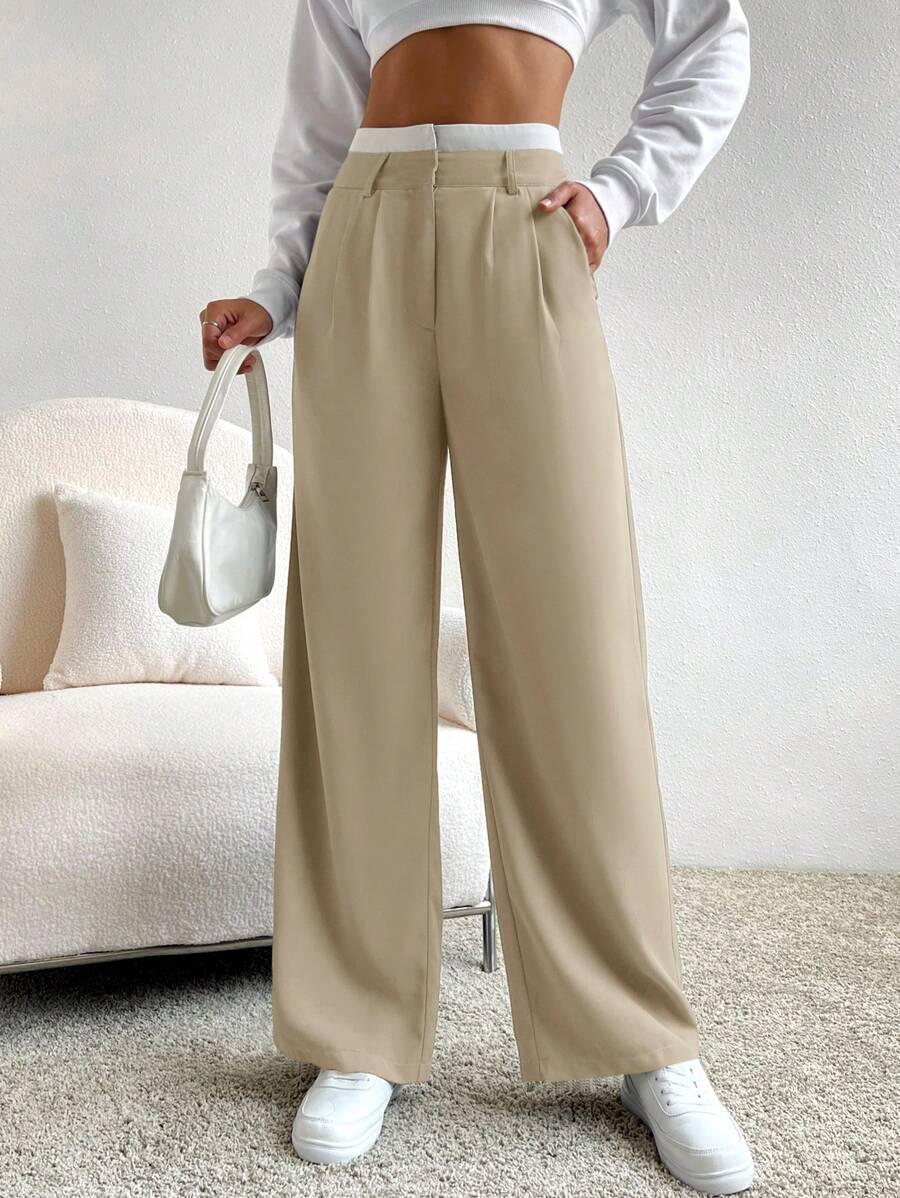 beżowe eleganckie spodnie