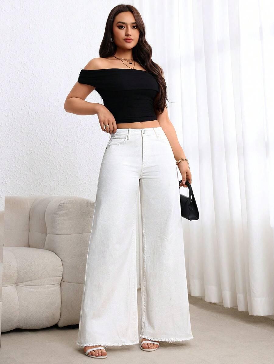 BIAŁE SPODNIE JEANS