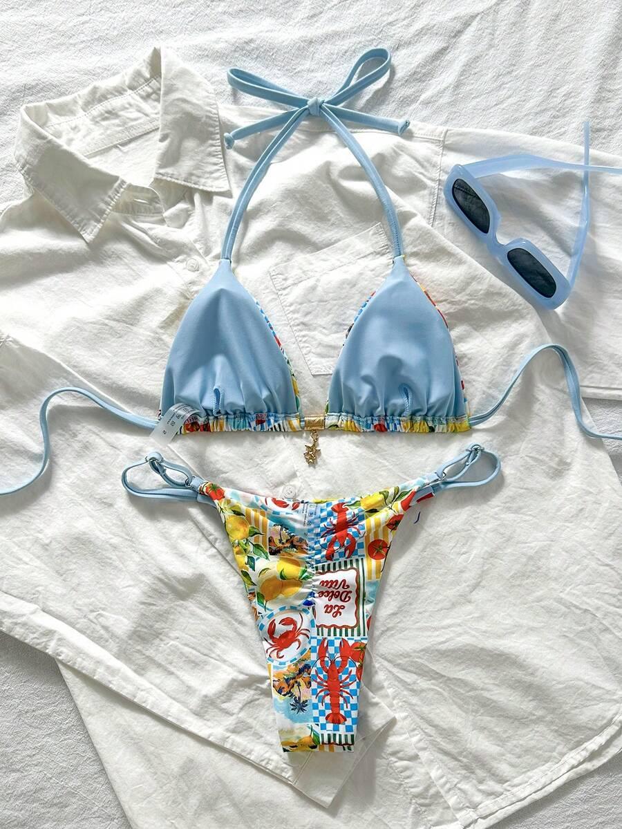 KOLOROWY STRÓJ KĄPIELOWY DWUCZĘŚCIOWY BIKINI