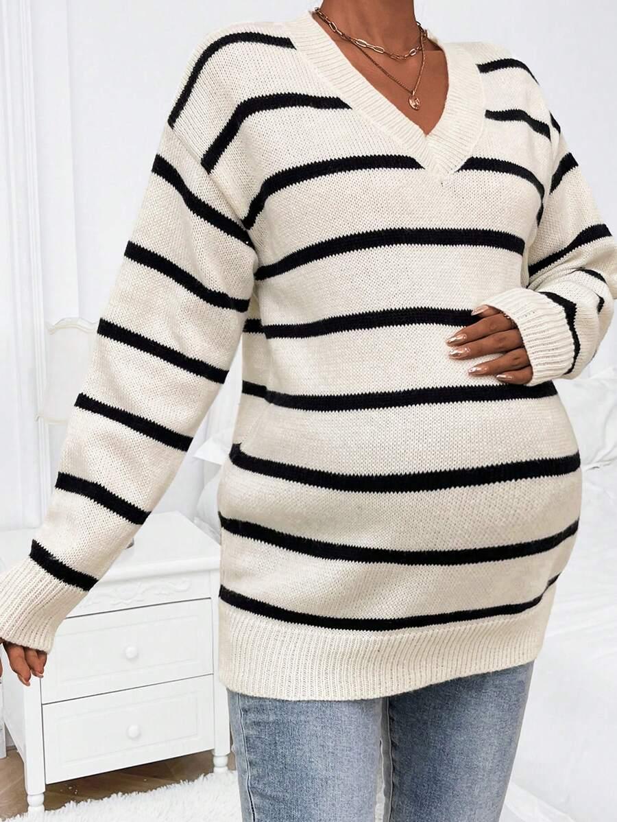 SWETER CIĄŻOWY W PASKI
