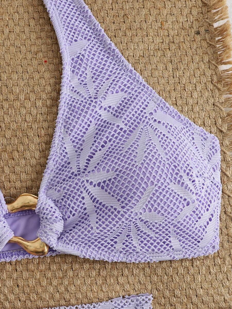 FIOLETOWY TRZYCZĘŚCIOWY KOMPLET BIKINI