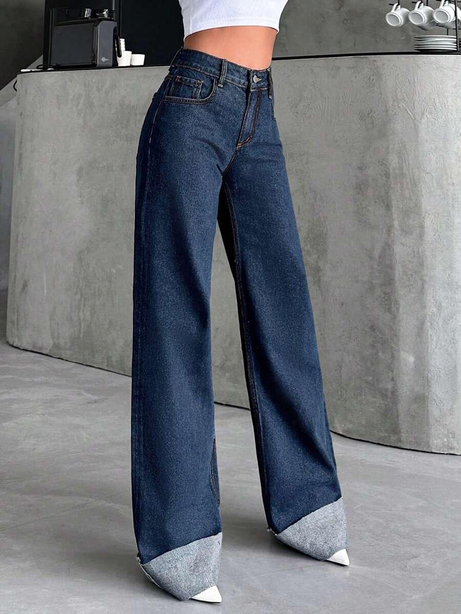 GRANATOWE SPODNIE JEANS 