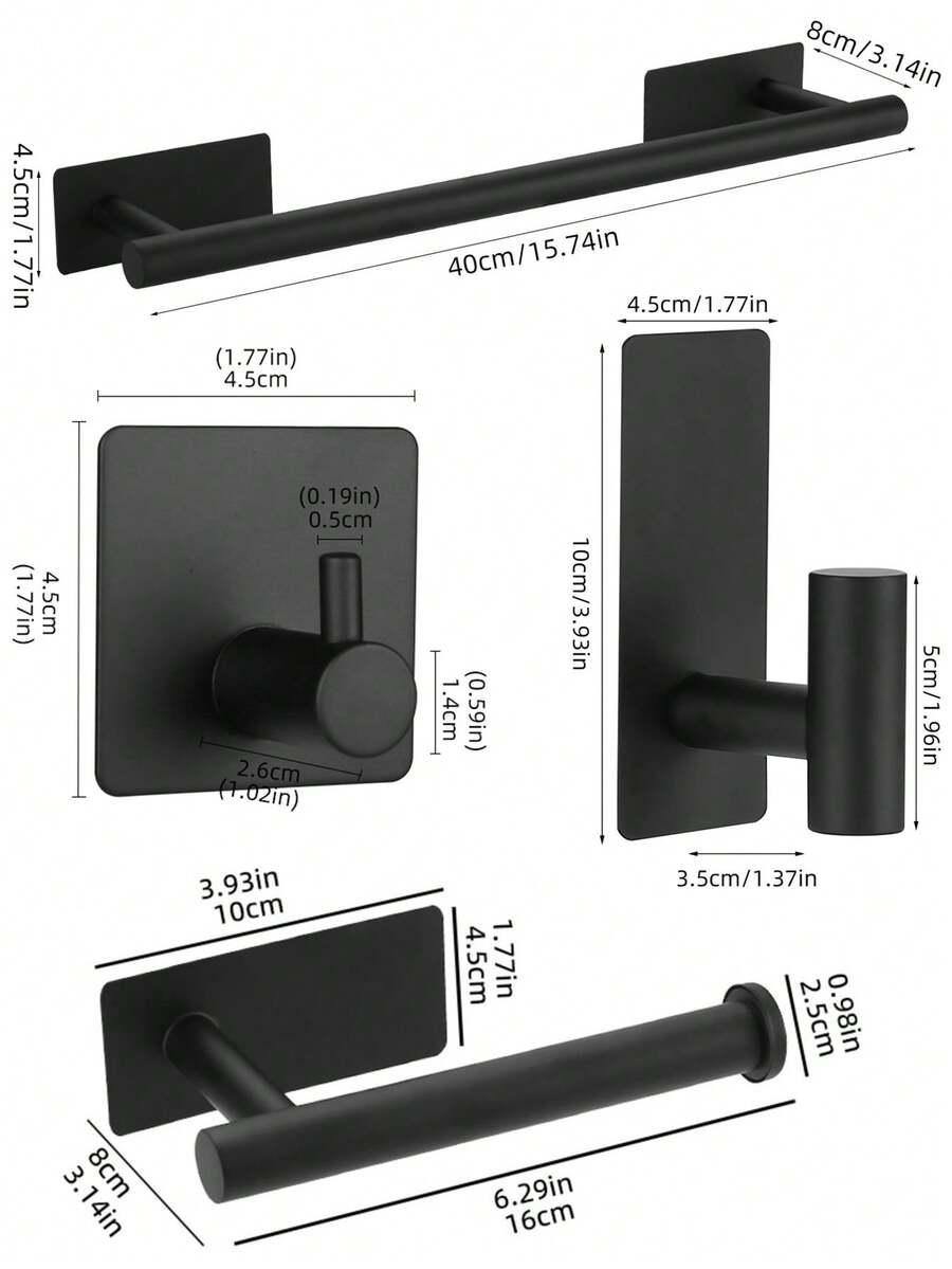 czarne uchwyty łazienkowe 5-pack
