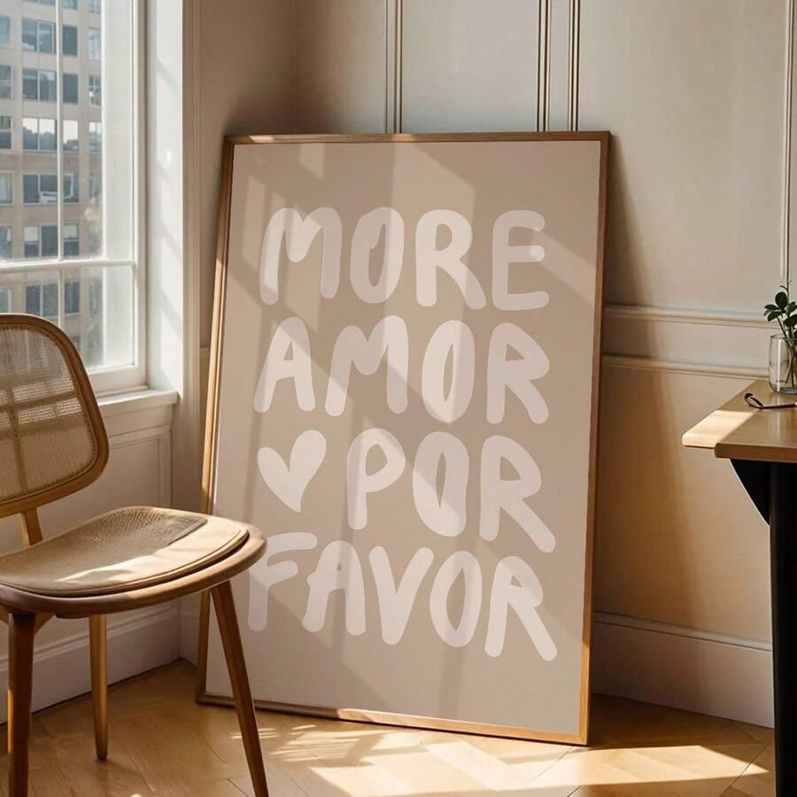 plakat na płótnie napis more amor por favor