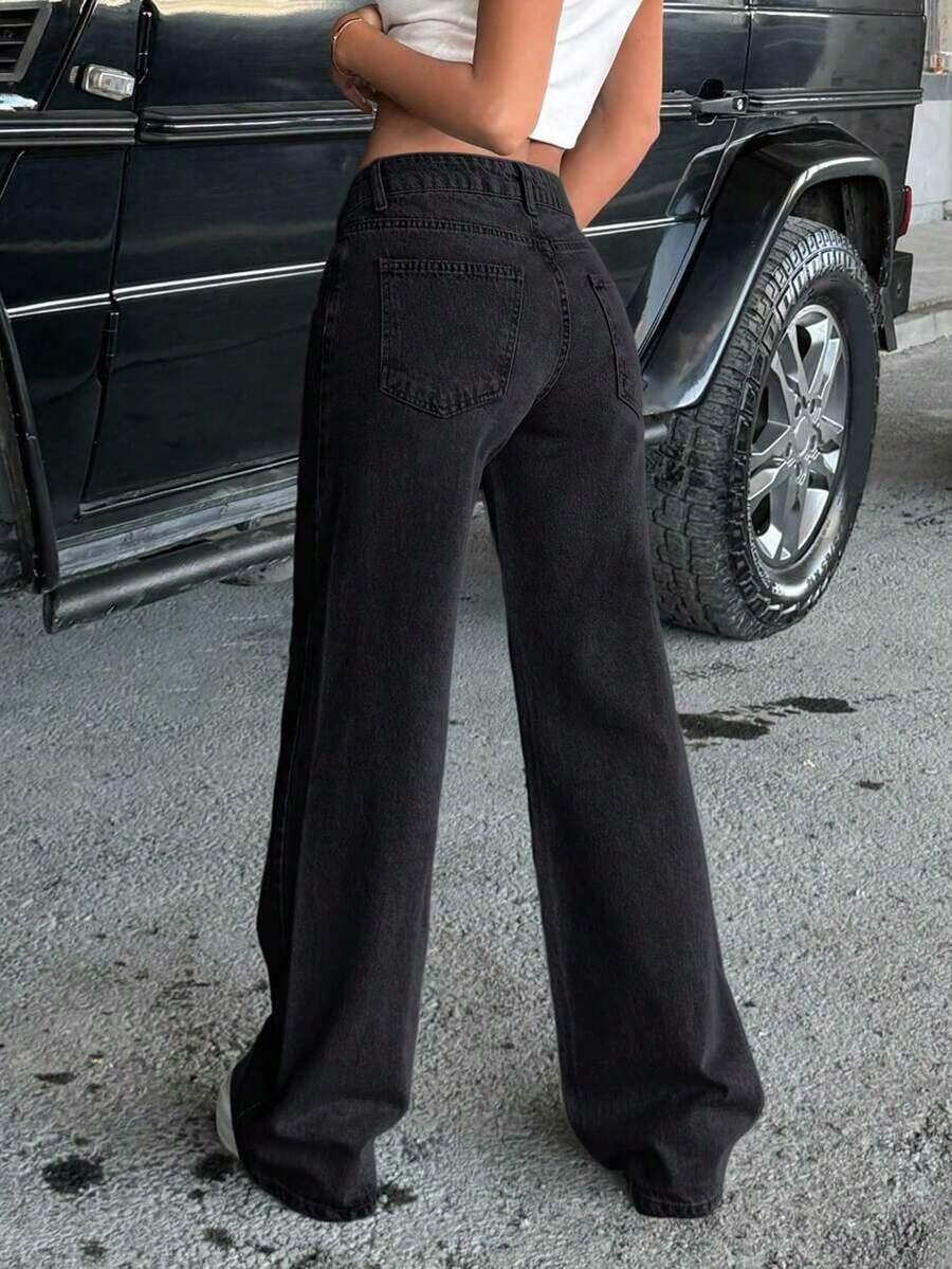 CZARNE SPODNIE JEANS