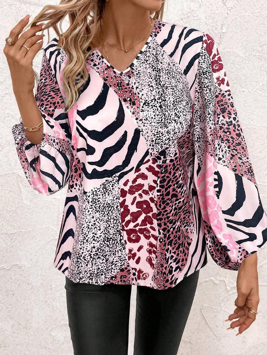 BLUZKA v-neck animal print
