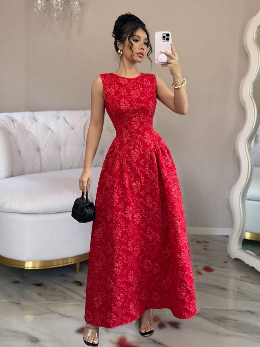 CZERWONA MAXI SUKIENKA