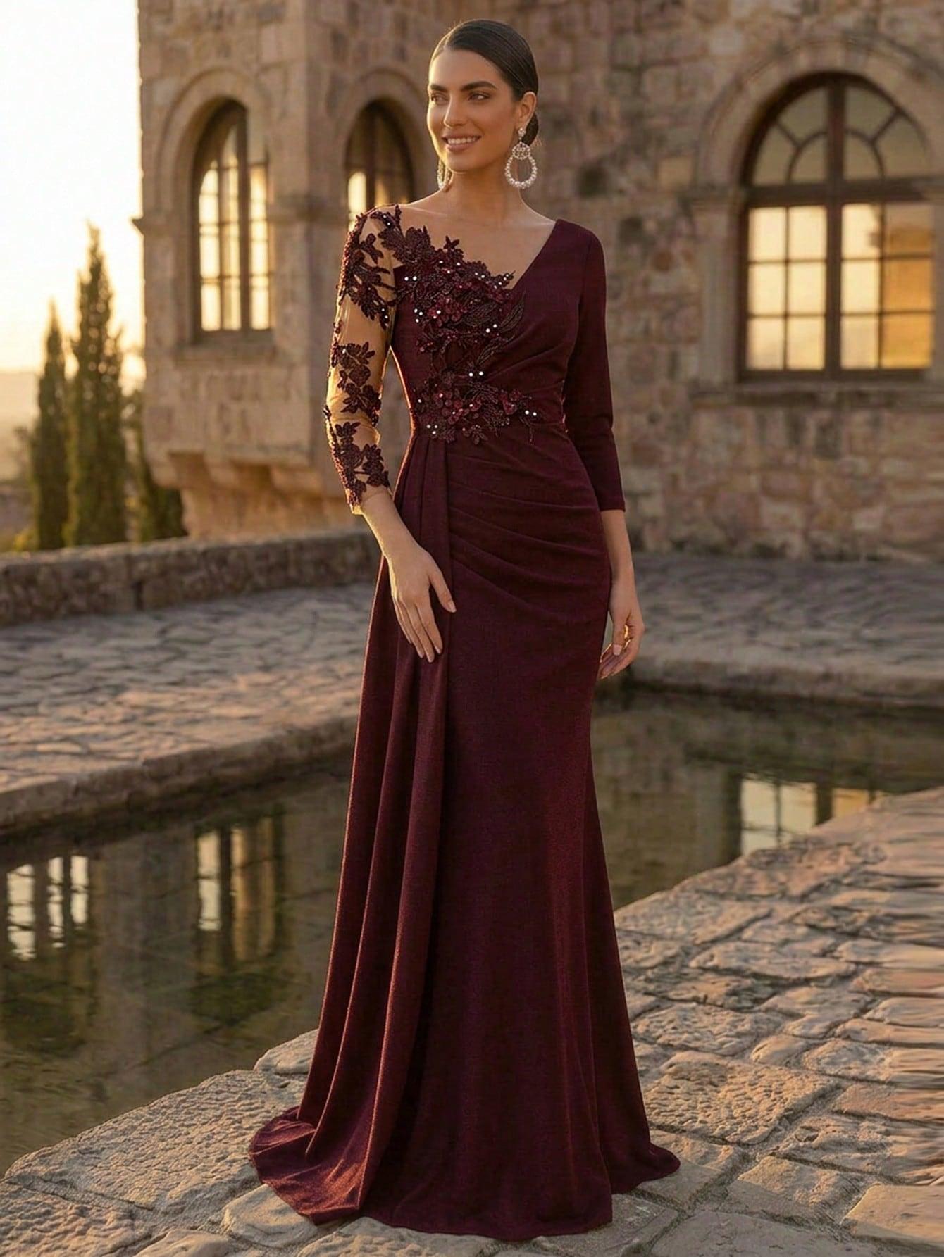 burgundowa maxi sukienka
