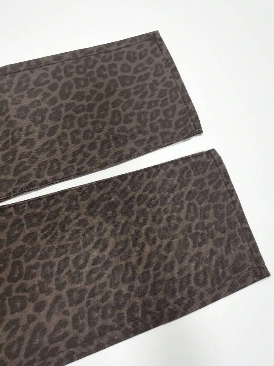 brązowe spodnie jeans animal print