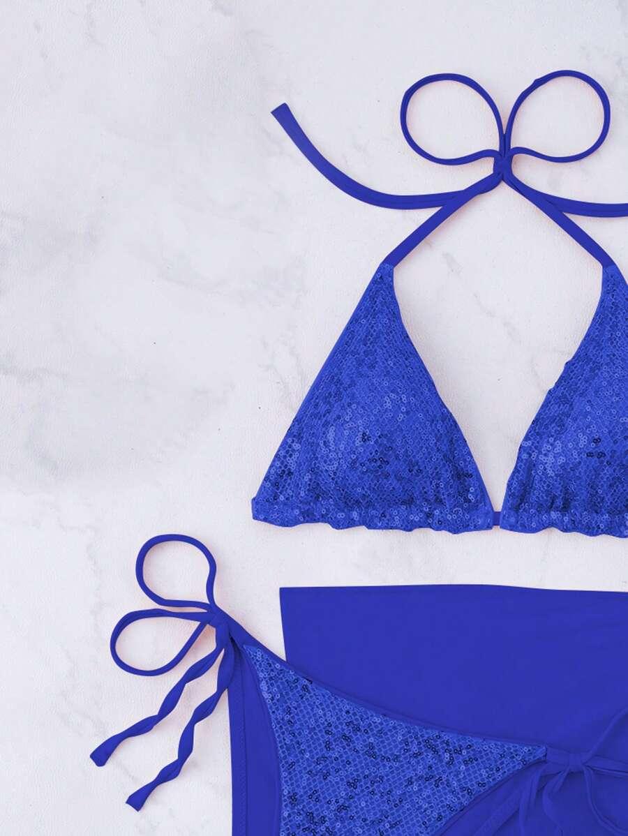 NIEBIESKA GÓRA OD BIKINI cekiny