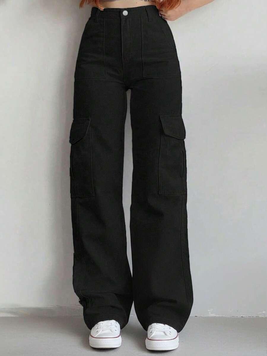 CZARNE SPODNIE JEANS KIESZENIE